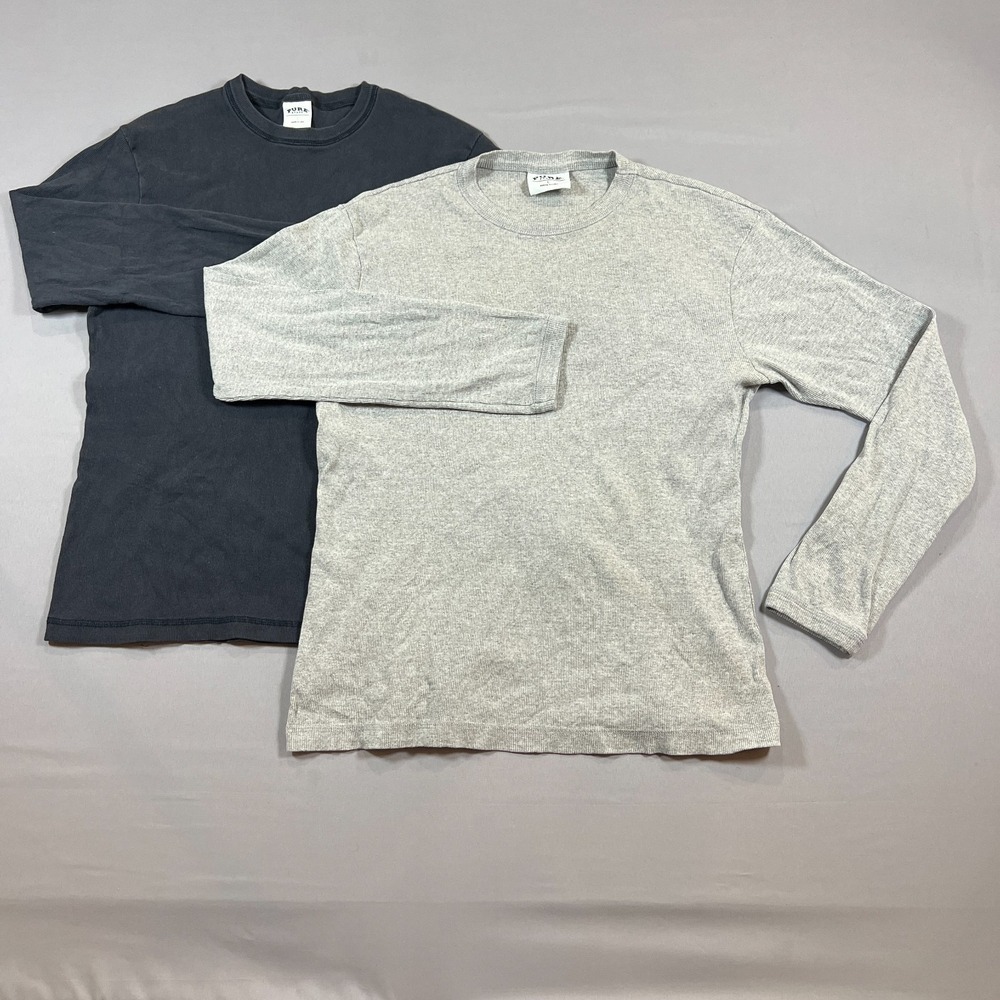 Set Of 2 Pure Stuff Thermal Shirt Mens Large Multicolor Waffle Knit Long Sleeve